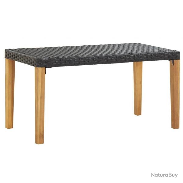 Banc de jardin 120 cm Noir Rsine tresse et bois d'acacia alsavelo