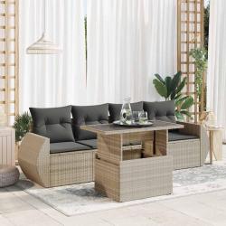 Salon de jardin 5 pcs avec coussins gris clair résine tressée alsavelo