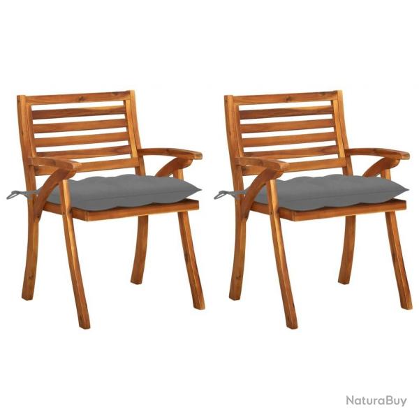 Chaises  manger de jardin avec coussins lot de 2 Acacia massif alsavelo