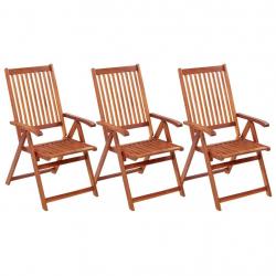 Chaises pliables de jardin lot de 3 Bois d'acacia solide alsavelo