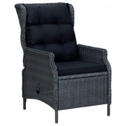 Chaise inclinable de jardin coussins Résine tressée Gris foncé alsavelo