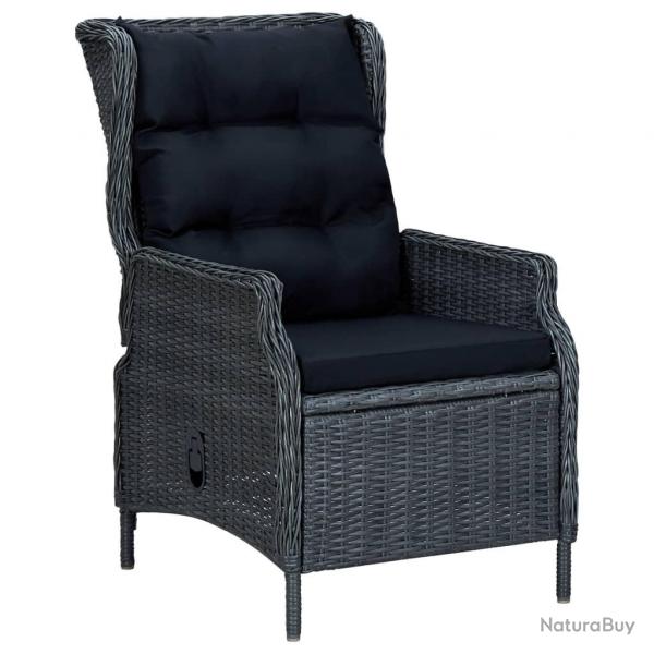 Chaise inclinable de jardin coussins Rsine tresse Gris fonc alsavelo