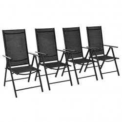Chaises pliables de jardin lot de 4 Aluminium et textilène Noir alsavelo