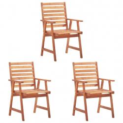 Chaises à manger d'extérieur lot de 3 Acacia massif alsavelo