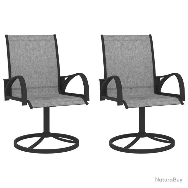 Chaises pivotantes de jardin lot de 2 Textilne et acier Gris alsavelo