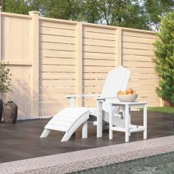 Chaise de jardin Adirondack repose-pied table PEHD Blanc alsavelo