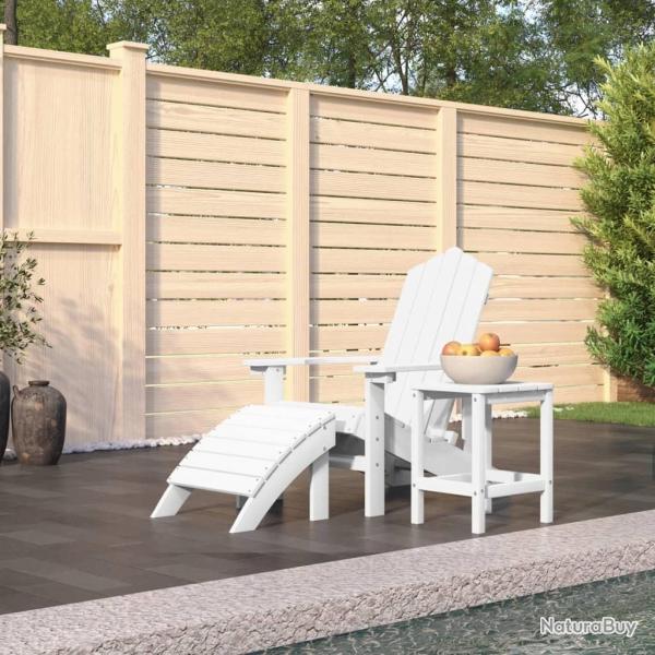 Chaise de jardin Adirondack repose-pied table PEHD Blanc alsavelo
