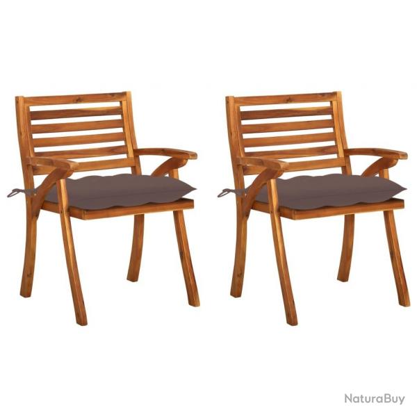 Chaises  manger de jardin avec coussins lot de 2 Acacia massif alsavelo