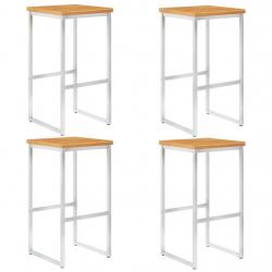 Chaises de bar lot de 4 bois d'acacia solide/acier inoxydable alsavelo