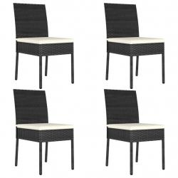 Chaises à manger de jardin lot de 4 Résine tressée Noir alsavelo