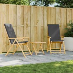 Chaises inclinables de jardin pliantes lot de 2 coussins bambou alsavelo