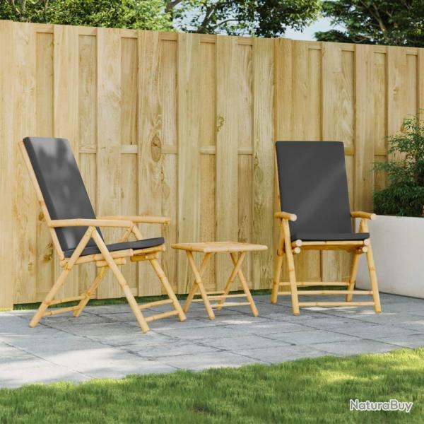 Chaises inclinables de jardin pliantes lot de 2 coussins bambou alsavelo