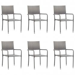 Chaise à dîner de jardin empilable lot de 6 gris résine tressée alsavelo