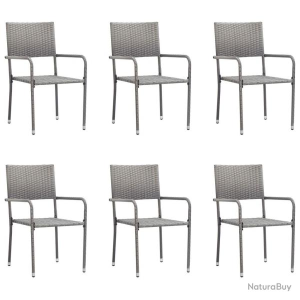 Chaise  dner de jardin empilable lot de 6 gris rsine tresse alsavelo