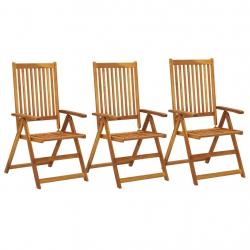 Chaises inclinables de jardin lot de 3 Bois solide d'acacia alsavelo