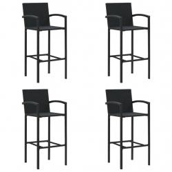 Tabourets de bar lot de 4 noir résine tressée alsavelo