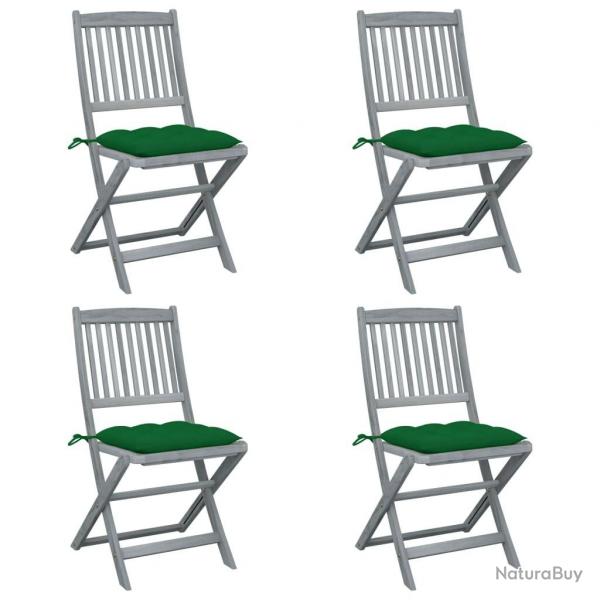 Chaises pliables d'extrieur lot de 4 et coussins Bois d'acacia alsavelo