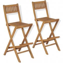 Tabourets pliables de bar d'extérieur lot de 2 bois teck solide alsavelo