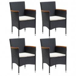 Chaises à manger de jardin lot de 4 Résine tressée Noir alsavelo