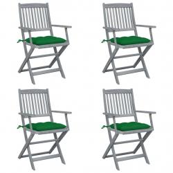 Chaises pliables d'extérieur lot de 4 et coussins Bois d'acacia alsavelo