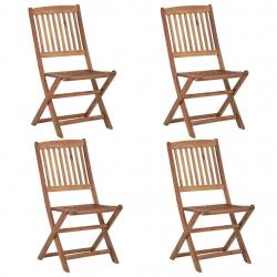 Chaises pliables d'extérieur lot de 4 Bois d'acacia solide alsavelo