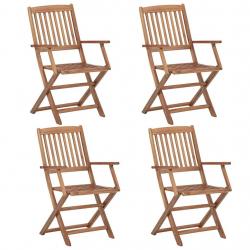 Chaises pliables d'extérieur lot de 4 Bois d'acacia solide alsavelo
