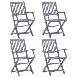Chaises pliables d'extérieur lot de 4 Bois d'acacia solide alsavelo