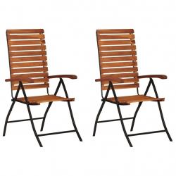 Chaises inclinables de jardin lot de 2 Bois solide d'acacia alsavelo