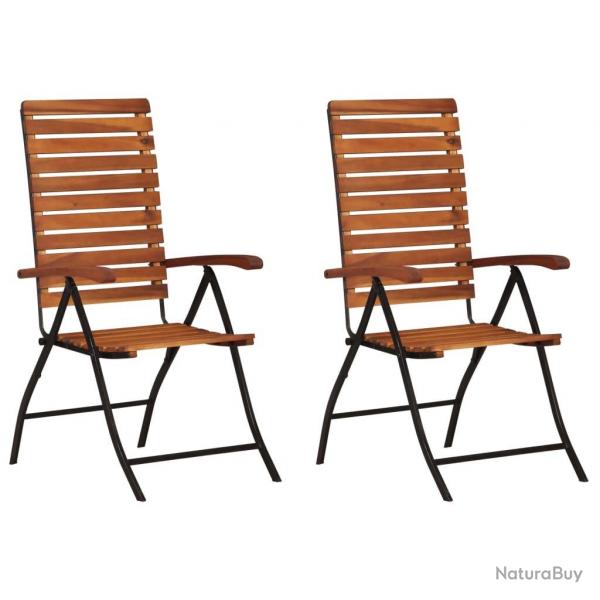 Chaises inclinables de jardin lot de 2 Bois solide d'acacia alsavelo