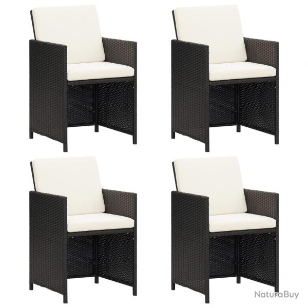 Chaises  manger de jardin et coussins lot de 4 noir poly rotin alsavelo