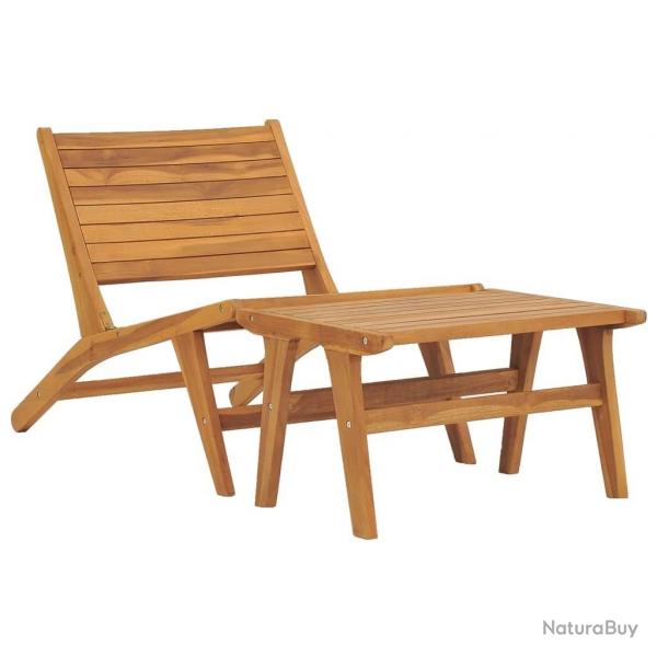 Chaise de jardin avec repose-pied Bois de teck solide alsavelo