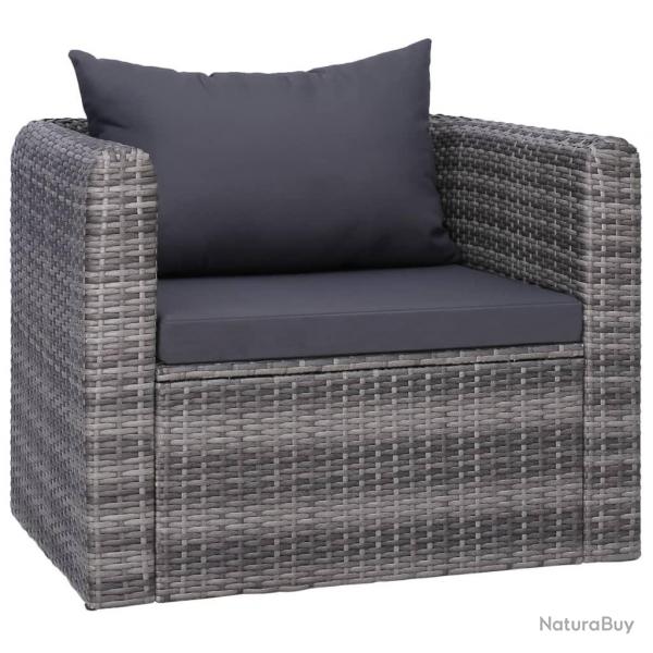 Chaise de jardin avec coussin et oreiller Rsine tresse Gris alsavelo