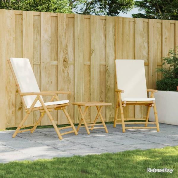 Chaises inclinables de jardin pliantes lot de 2 coussins bambou alsavelo