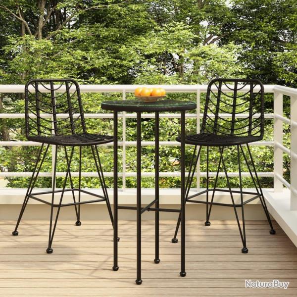 Tabourets de bar lot de 2 Noir Rsine tresse et acier alsavelo