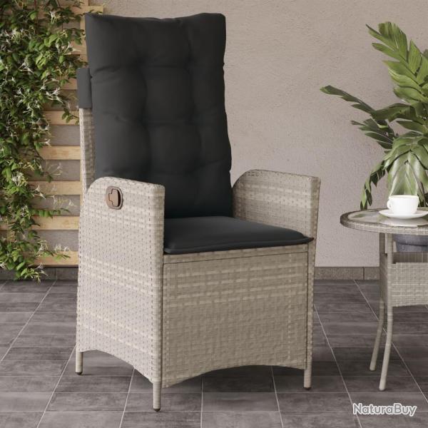 Chaise inclinable de jardin coussins gris clair rsine tresse alsavelo