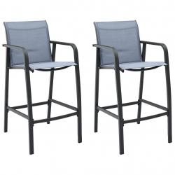 Chaises de bar de jardin lot de 2 Gris Txtilène alsavelo
