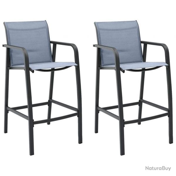 Chaises de bar de jardin lot de 2 Gris Txtilne alsavelo