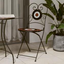 Chaises de bistro pliables lot de 2 terre cuite blanc céramique alsavelo