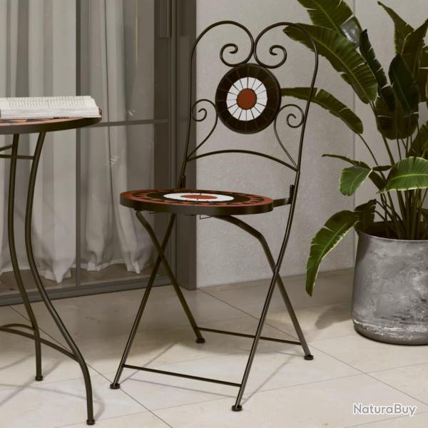 Chaises de bistro pliables lot de 2 terre cuite blanc cramique alsavelo
