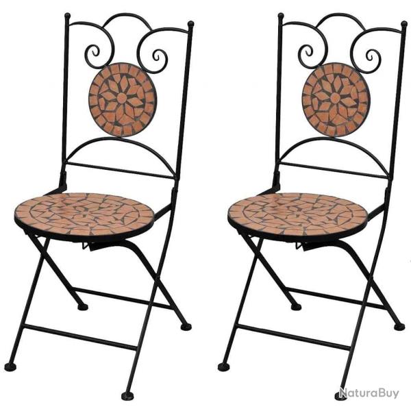 Chaises pliables de bistro 2 pcs Cramique Terre cuite alsavelo