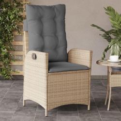 Chaise inclinable de jardin coussins mélange beige poly rotin alsavelo