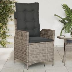 Chaise inclinable de jardin avec coussins gris résine tressée alsavelo