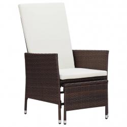 Chaise inclinable de jardin avec coussins Résine tressée Marron alsavelo
