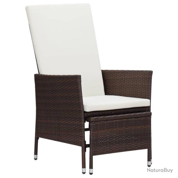 Chaise inclinable de jardin avec coussins Rsine tresse Marron alsavelo