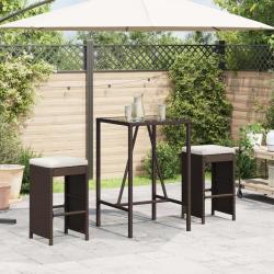 Tabourets de bar jardin coussins lot de 2 marron résine tressée alsavelo