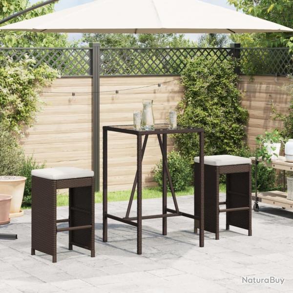 Tabourets de bar jardin coussins lot de 2 marron rsine tresse alsavelo