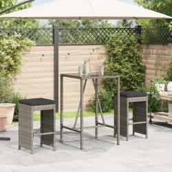 Tabourets de bar jardin coussins lot de 2 gris résine tressée alsavelo