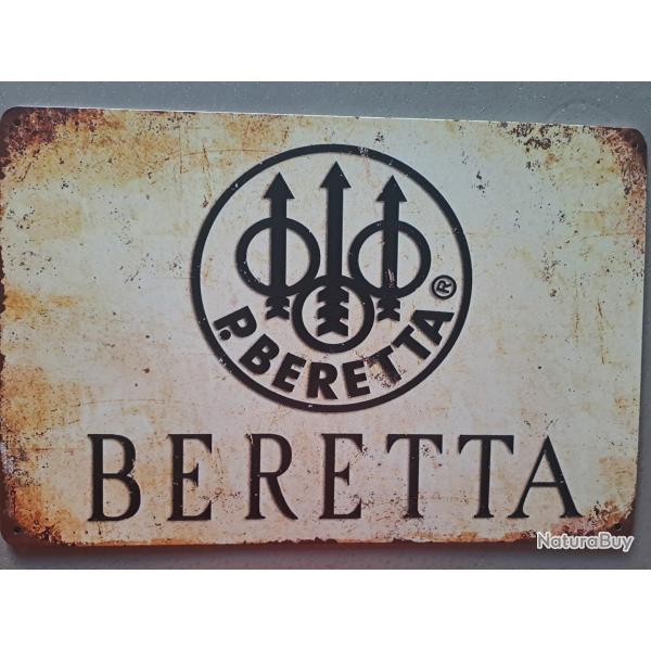 plaque decoration en alu panneau vintage BERETTA 92 93 PISTOLET 30 X20 CMS FUSIL CHASSE
