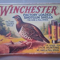 plaque decoration en alu panneau vintage WINCHESTER 30 X20 CMS FUSIL CHASSE PERDRIX CARABINE