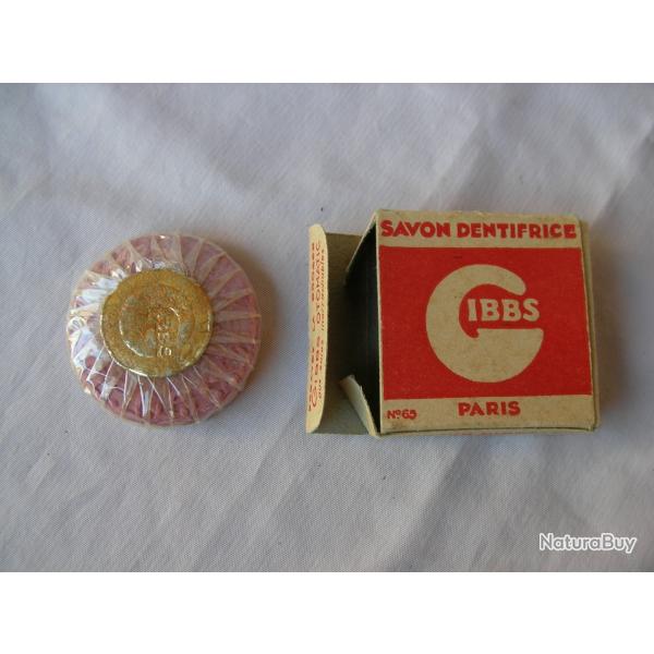 WW2/POSTWAR FRANCE SAVON ET BOITE CARTON DE SAVON DENTIFRICE " GIBBS " NEUFS RFRENCE 65